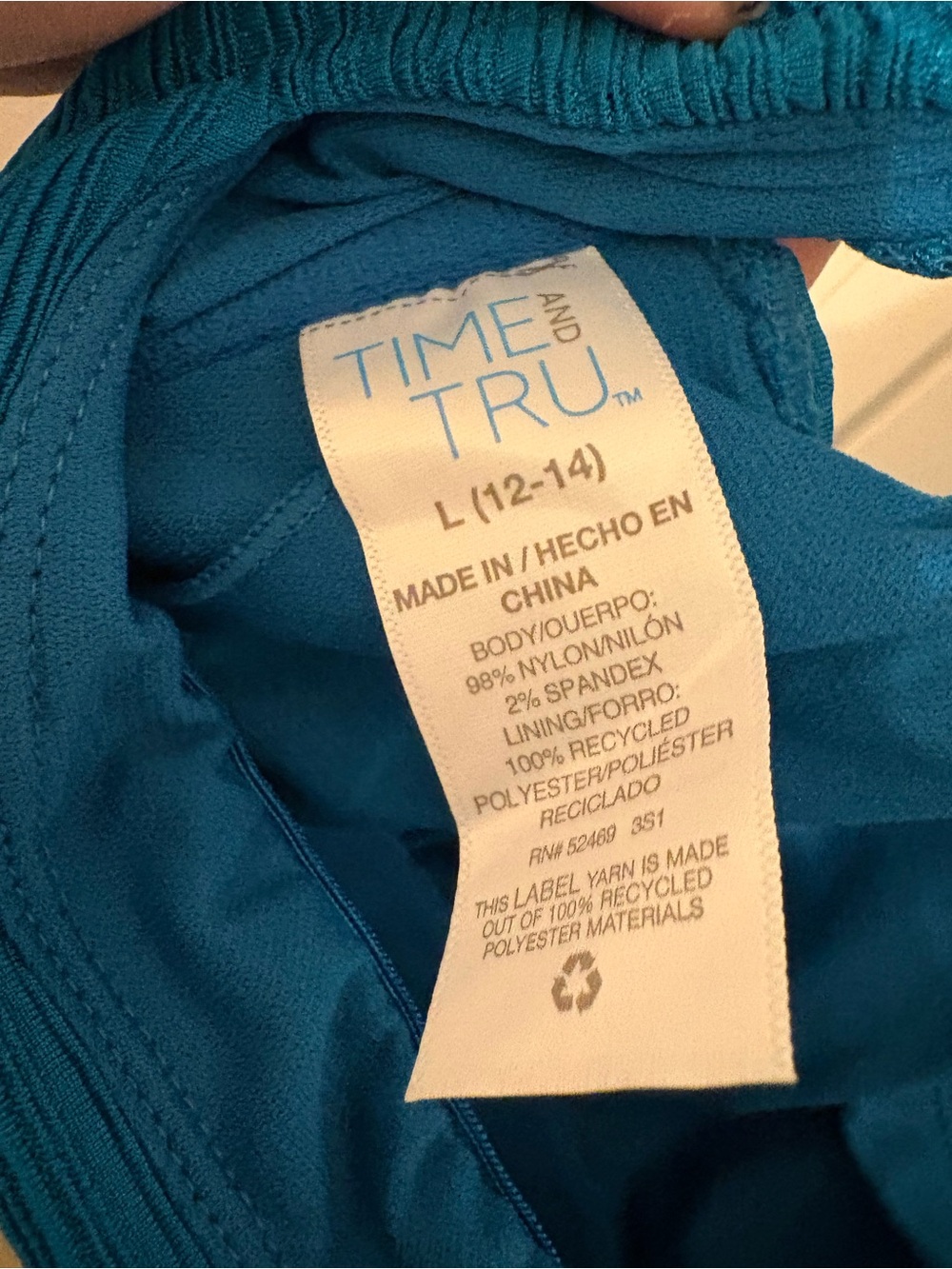 Time and Tru Teal Blue Textured Tankini Top - Picture 4 of 6
